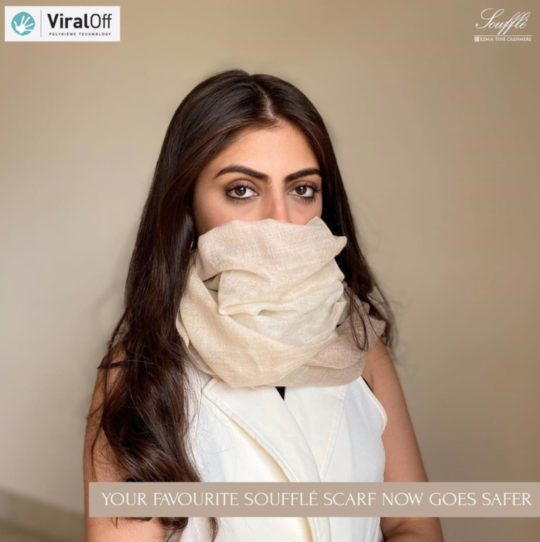 The Indian brand EZMA is the specialist luxury Cashmere Division of the ESSMA Group. They manufacture all kinds of cashmere products including scarves, stoles, as well as shawls, mufflers, capes, throws, carpets and blankets. Partnering with Polygiene they will now offer ViralOff® treated cashmere products, starting with a range of scarves.